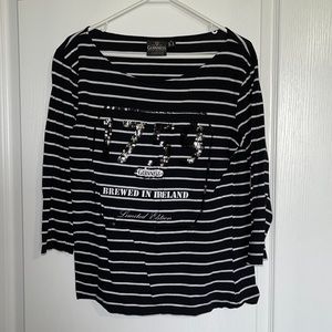 Women’s XL black & white w/ sequins Guinness top (bought @ Guinness distillery).